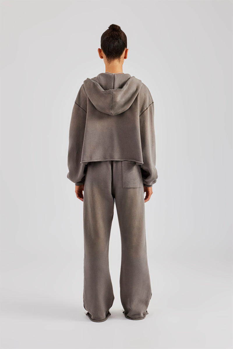 Washed Boxy Fit Zip Through Tracksuit - Grey