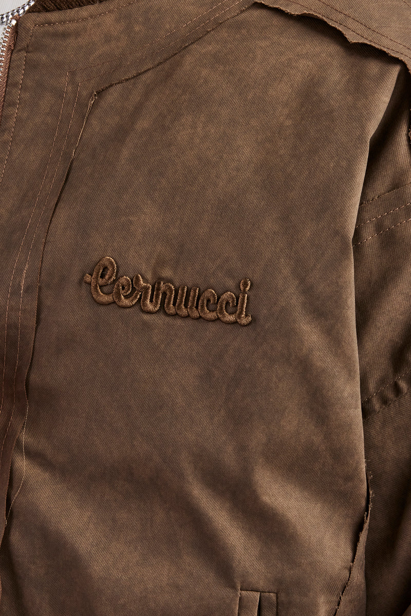 Washed Nylon Bomber Jacket - Chocolate