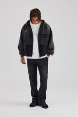 Washed Applique Zip Through Tracksuit - Acid Wash