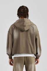 Washed Applique Zip Through Tracksuit - Khaki