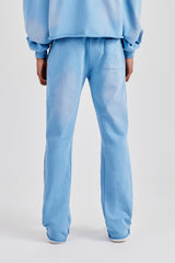 Washed Fit Flare Panelled Jogger - Blue