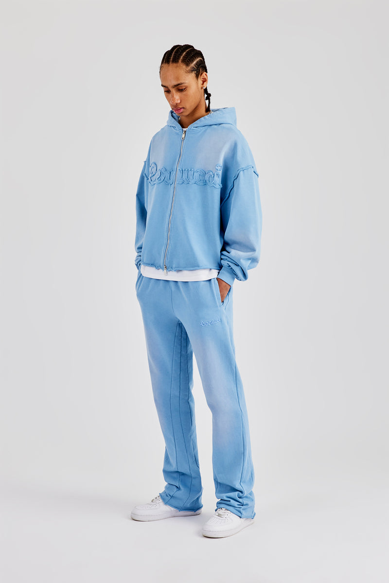 Washed Applique Zip Through Tracksuit - Blue