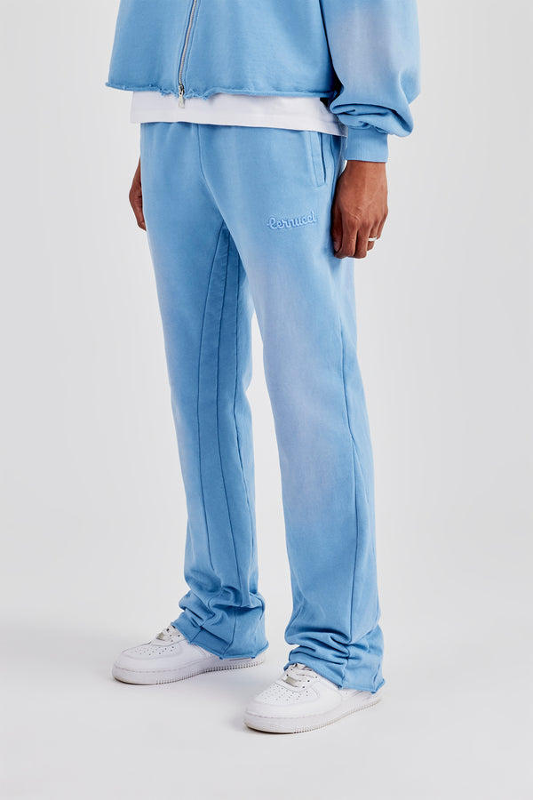 Washed Fit Flare Panelled Jogger - Blue