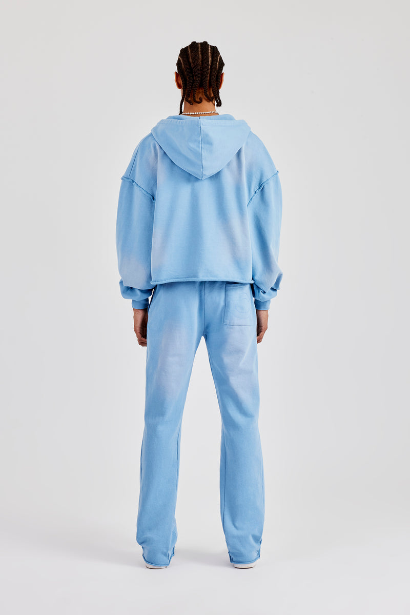 Washed Applique Zip Through Tracksuit - Blue