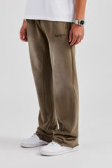 Washed Flare Fit Panelled Jogger - Khaki