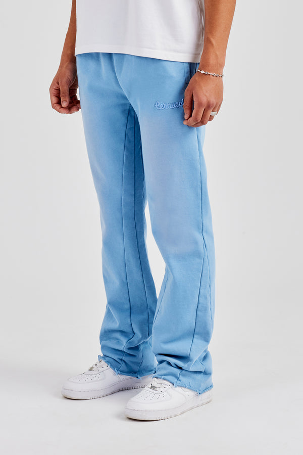 Washed Fit Flare Panelled Jogger - Blue