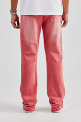 Washed Flared Drawcord Jogger - Washed Red