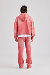 Washed Applique Zip Through Hooded Tracksuit - Washed Red