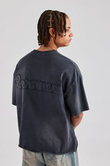 Washed Applique Boxy T-Shirt - Acid Wash