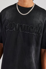 Washed Boxy Distressed T-Shirt - Black