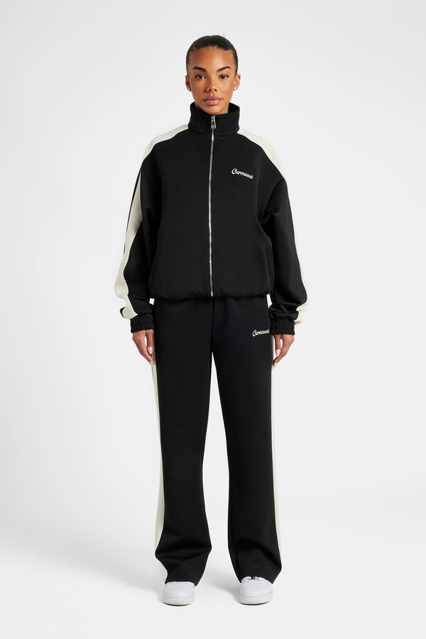 Womens Contrast Panel Tracksuit - Black