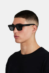 Oversized Thick Frame Acetate Sunglasses - Black