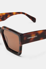Oversized Thick Frame Acetate Sunglasses - Brown