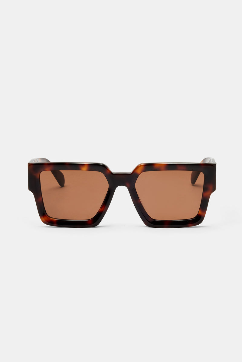 Oversized Thick Frame Acetate Sunglasses - Brown