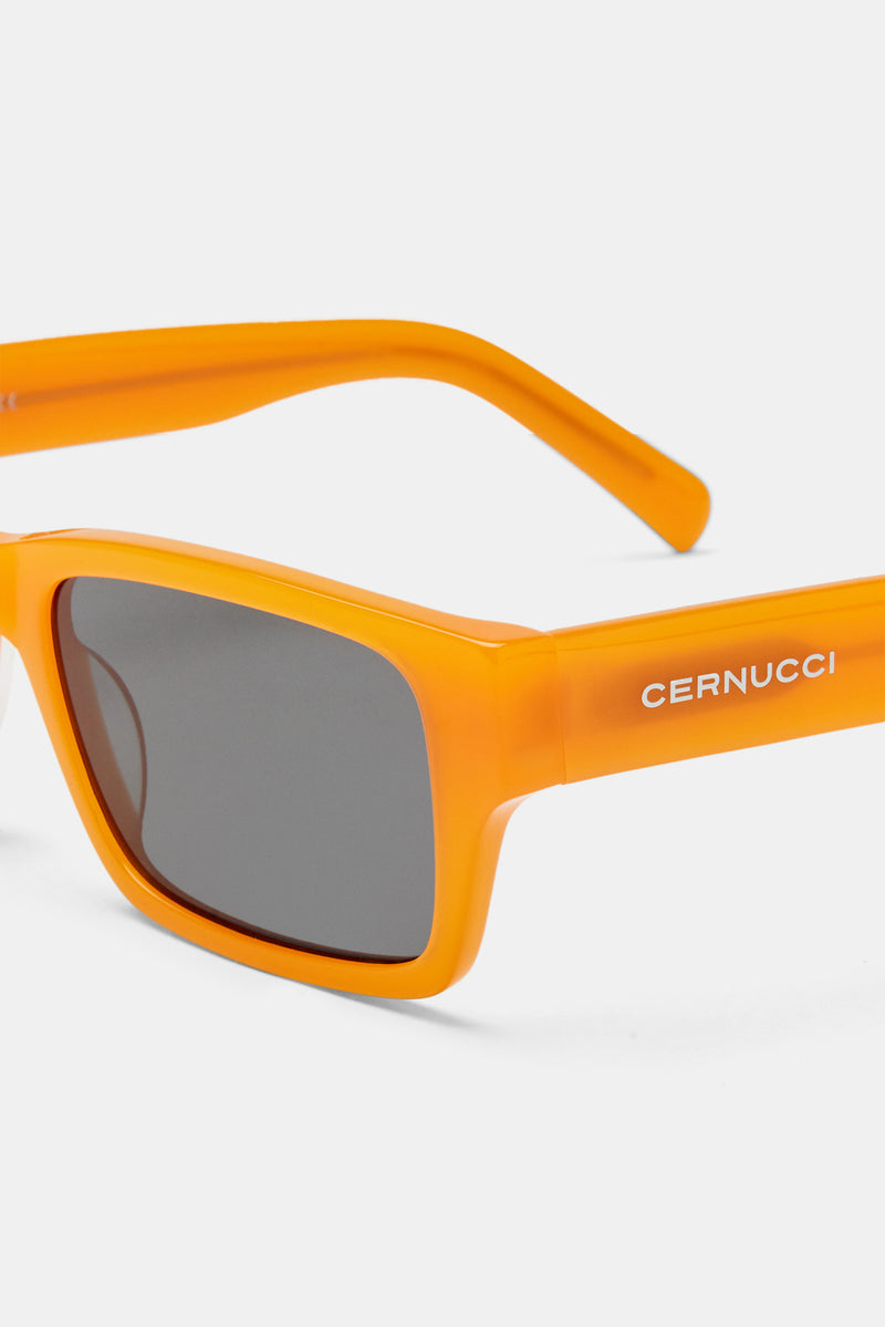 Rectangular Acetate Sunglasses - Orange