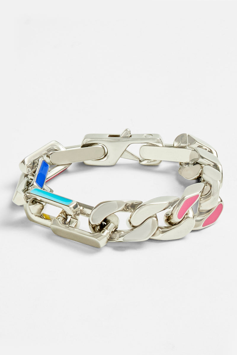 Colour Enamel Cuban and Link Mix Bracelet