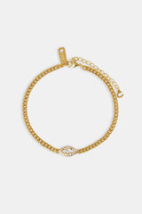 Iced Evil Eye Micro Cuban Bracelet  - 3mm - Gold