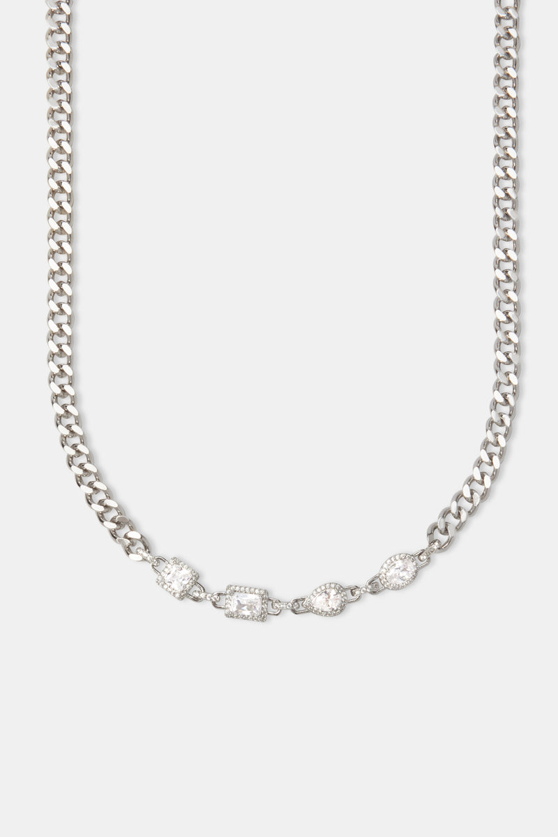 Iced Cuban Link Mixed Gemstone Chain - 8mm