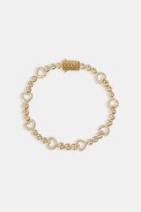 Iced Heart Outline Tennis Bracelet - 3mm - Gold