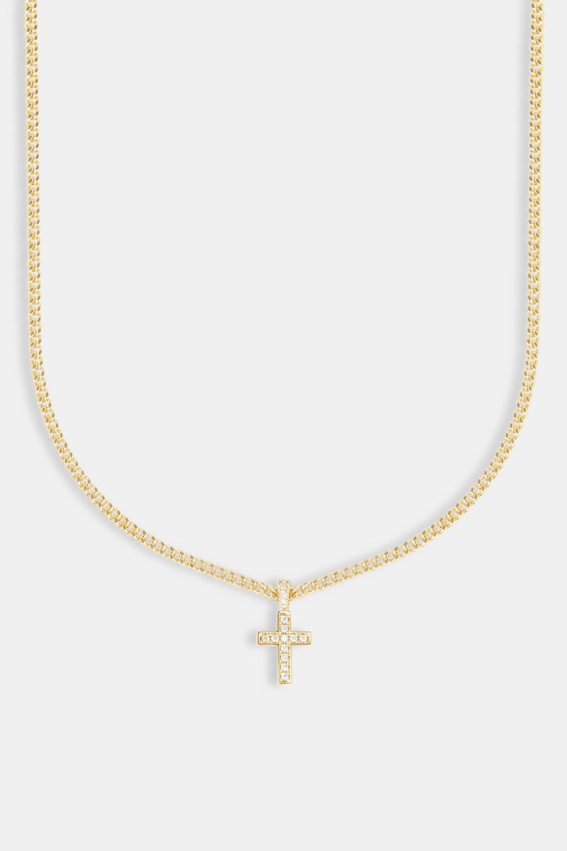 Iced Drop Cross Cuban Chain - 5mm - Gold