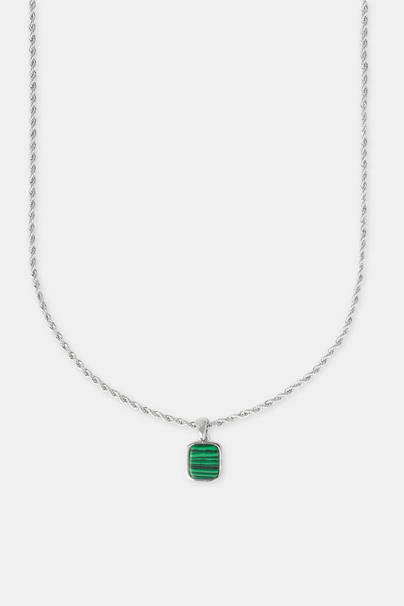 Micro Green Malachite Rope Necklace - 12mm