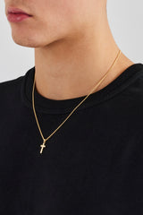 Micro Polished Cross Cuban Necklace - 15mm - Gold