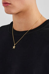 Micro Polished Star Cuban Necklace - 15mm - Gold