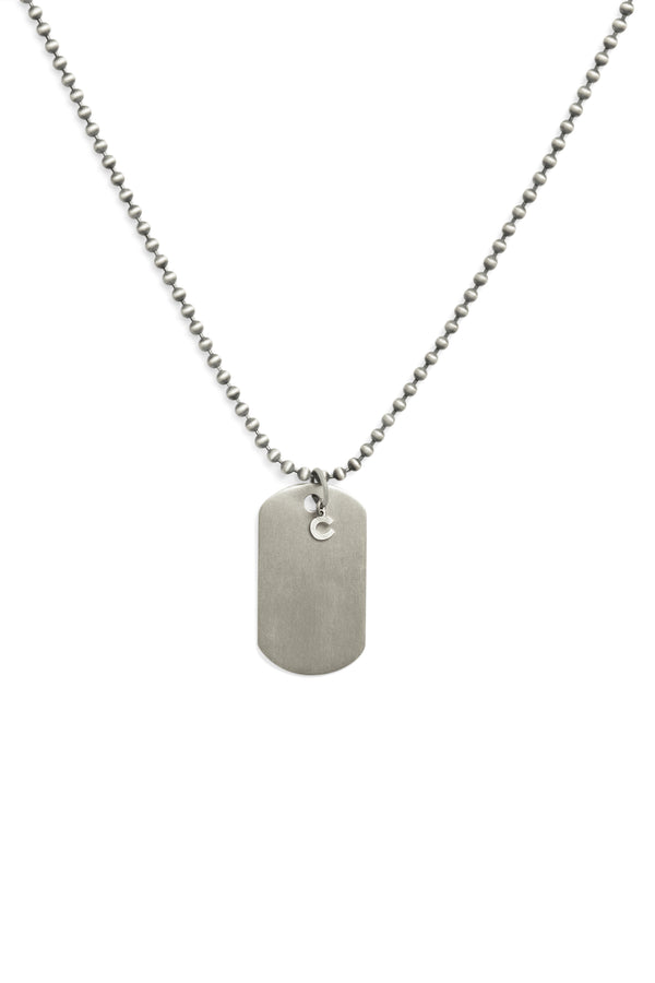 925 Sterling Silver Oxidised Dog Tag Necklace - 3mm