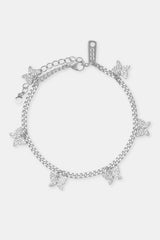 Polished Butterfly Drop Anklet - 3mm - White