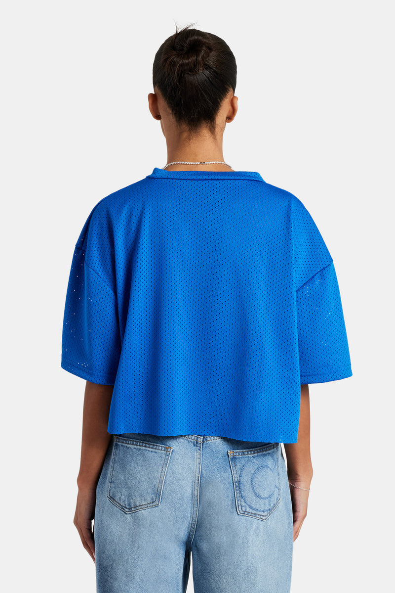 Cernucci Varsity Mesh Crop T-Shirt - Cobalt