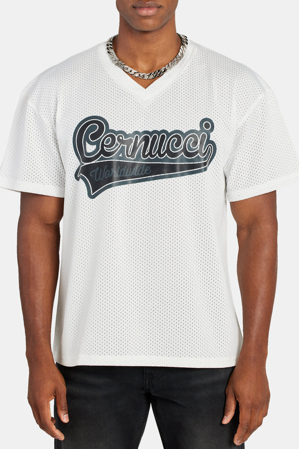 Cernucci Varsity Mesh T-Shirt - White