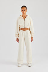 Distressed Applique Cropped Tracksuit - Butter Yellow