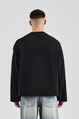 Boxy Long Sleeve T-Shirt - Black