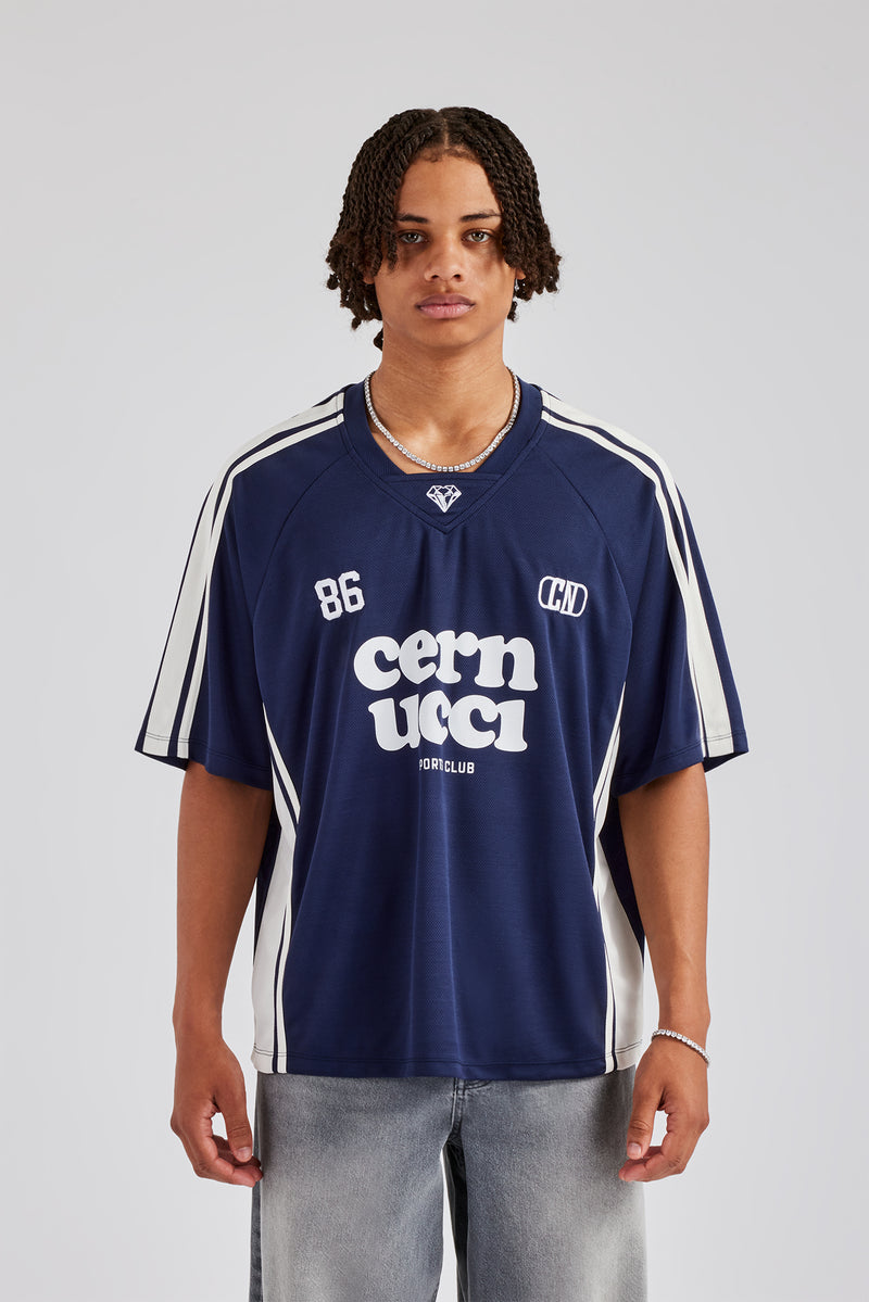 Cernucci Embroidered Football Top - Navy