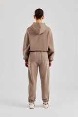 Glitter Applique Boxy Hoodie & Cuffed Jogger - Taupe