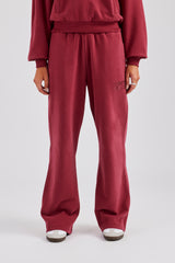 Glitter Applique Wide Leg Jogger - Cherry Red