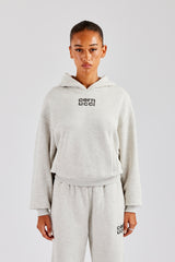 Glitter Applique Oversized Hoodie - Ash Grey