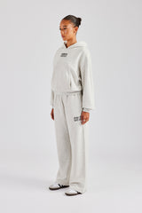 Glitter Applique Oversized Hoodie Tracksuit - Ash Grey