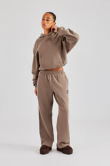 Glitter Applique Wide Leg Jogger - Taupe