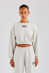 Glitter Applique Cropped Sweatshirt - Ash Grey