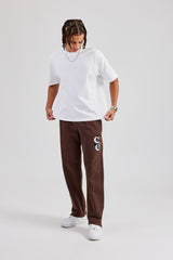 Washed Layered Applique Jogger - Chocolate