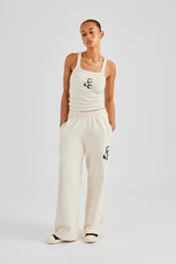 Ribbed Layered Applique Vest Top - Off White