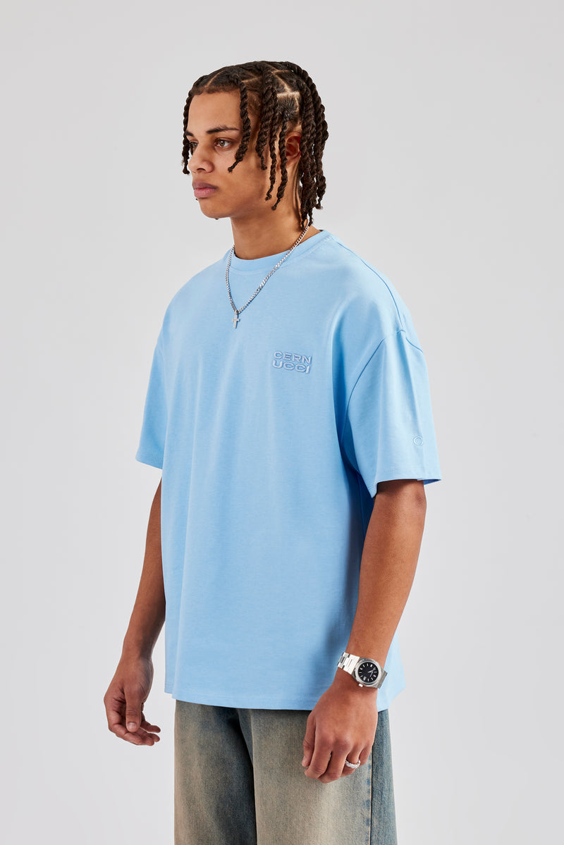 Washed Logo Boxy T-Shirt - Light Blue