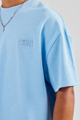 Washed Logo Boxy T-Shirt - Light Blue