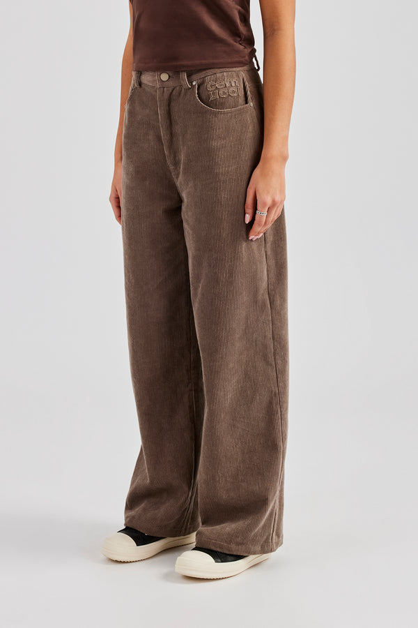 Cord Wide Leg Trouser - Taupe