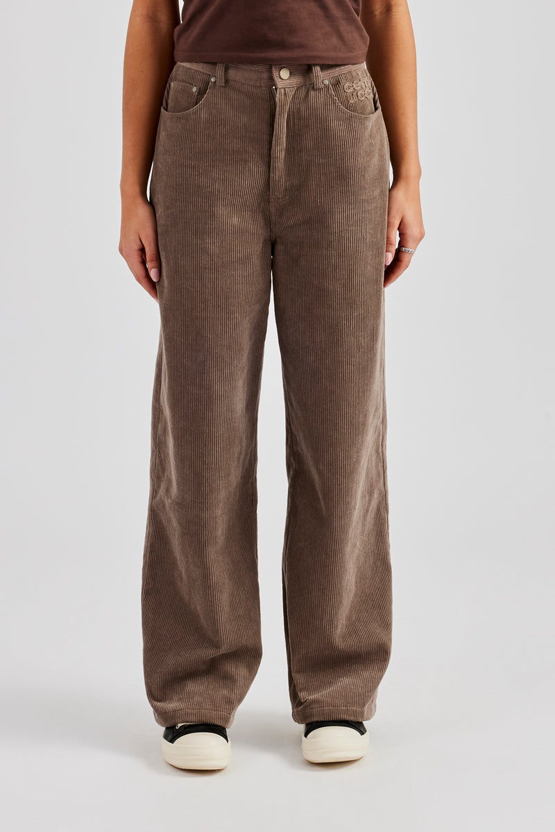 Cord Wide Leg Trouser - Taupe