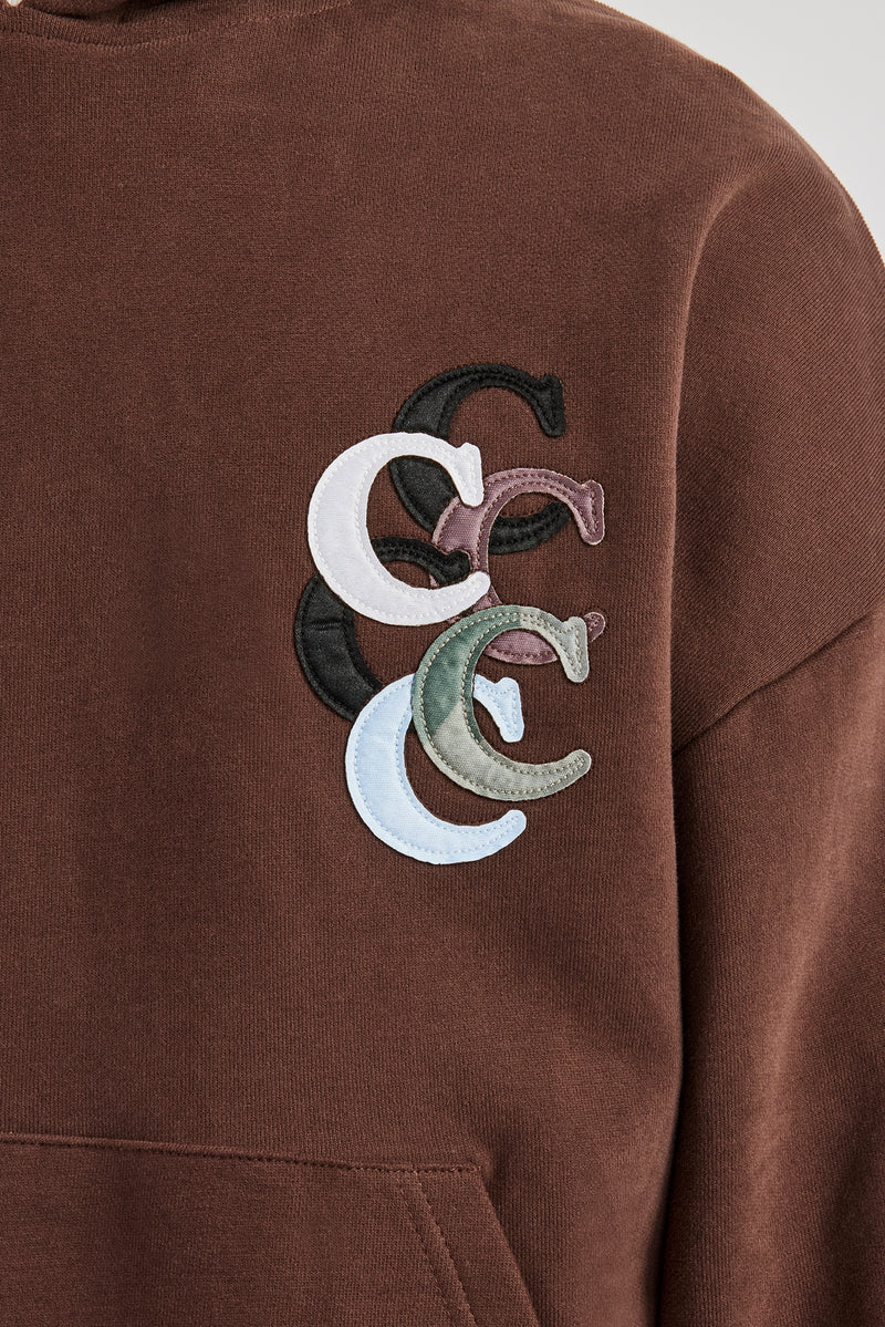 Washed Layered Applique Tracksuit - Chocolate