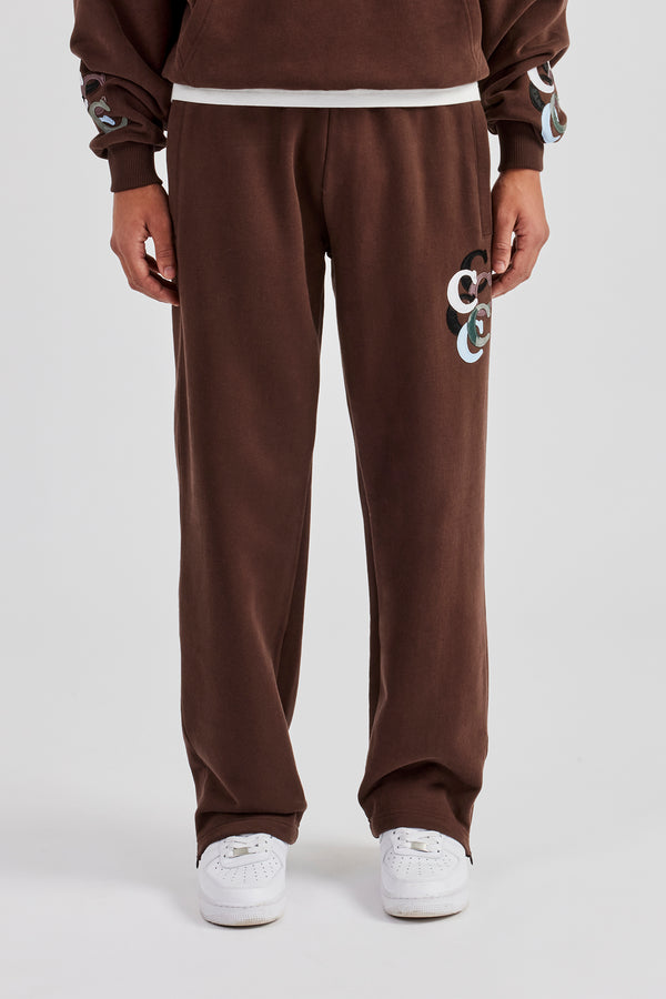 Washed Layered Applique Jogger - Chocolate