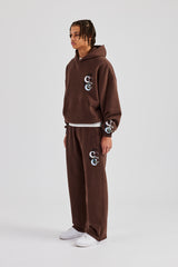 Washed Layered Applique Tracksuit - Chocolate