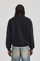 Funnel Neck Jersey Jacket - Black